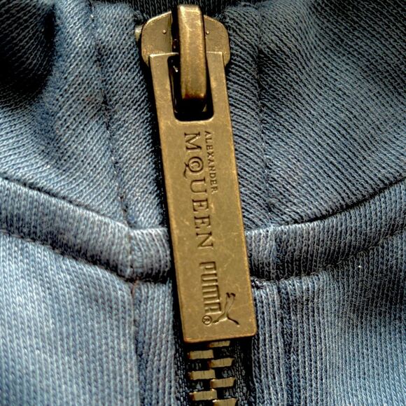 Alexander McQueen X Puma Collab Mens Zip Up Jacket XL Blue Logo Casual NWT Flaw - Picture 12 of 13